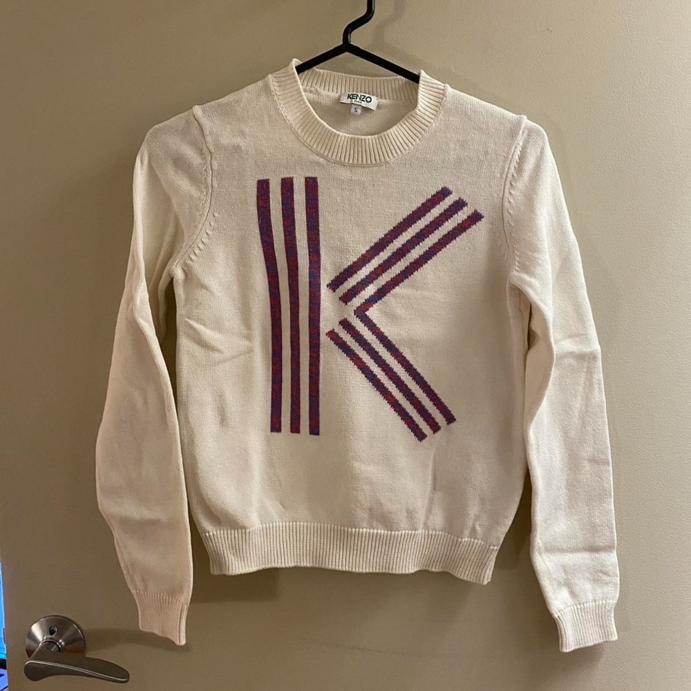 Kenzo off white Crew Neck Sweater with K desifn